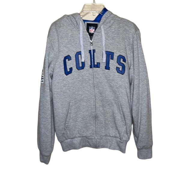 NFL Indianapolis Colts Gray front zip Hooded Sweatshirt - Picture 1 of 9